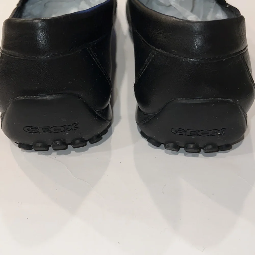 GEOX Mens Respira Black Italian Leather Loafer Driving Shoe  Size 43.5 US 10.5